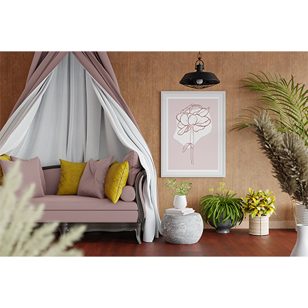 Boho abstrait pivoine rose Poster