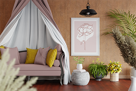 Rosa Pfingstrose abstraktes Boho-Poster