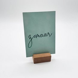  Wooden card holder oak natural wood base teal green card slot minimalist design