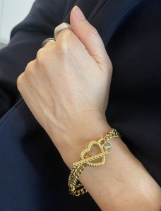 Thick Mesh Steel Bracelet, Heart T Clasp.