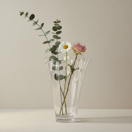 Vase glas bølget klart glas vase bord vase gennemskinnelig