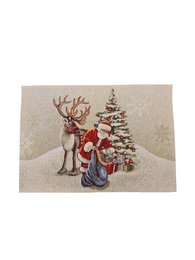 Mantel individual de desayuno navideño de Papá Noel en Gobelin