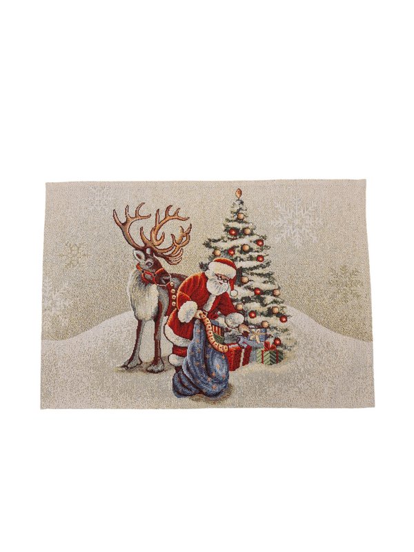 Mantel individual de desayuno navideño de Papá Noel en Gobelin