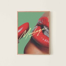 Vibrant red and green poster with stylized text and an abstract, artistic design. The poster has a bold, modern aesthetic and would make an eye-catching addition to any space.