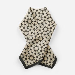 Black and Cream Silk Square Scarf Nujum