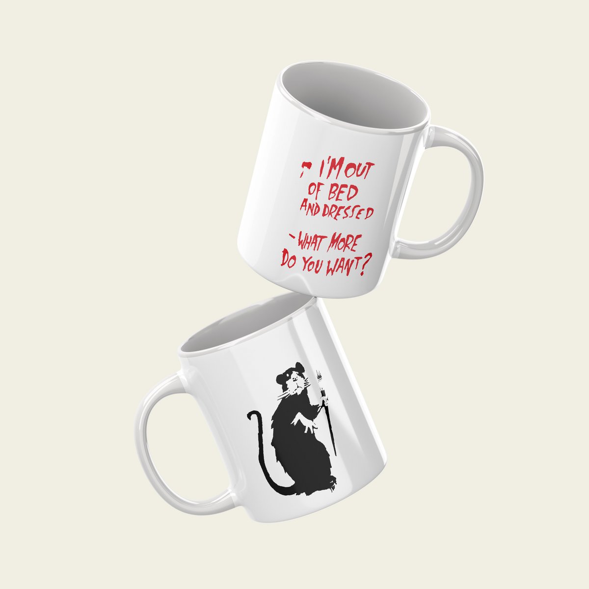 Tazza in ceramica Banksy 325 ml - Sono fuori dal letto