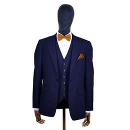 Orange Ember Knitted Bow Tie and Knitted Pocket Square Set