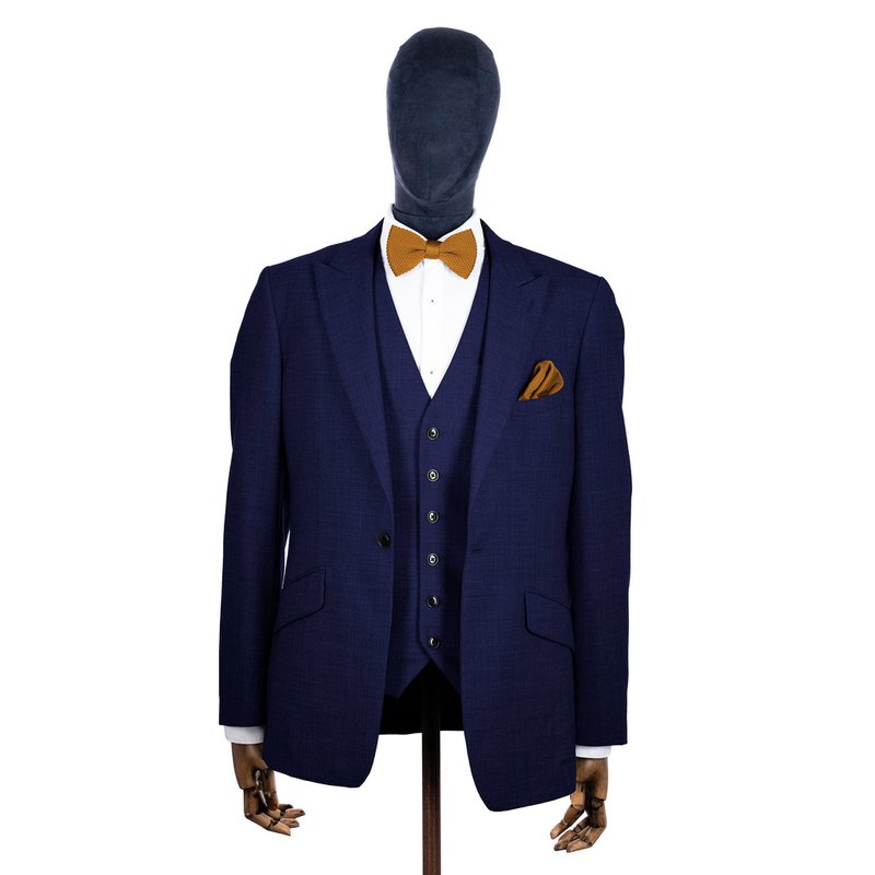 Orange Ember Knitted Bow Tie and Knitted Pocket Square Set
