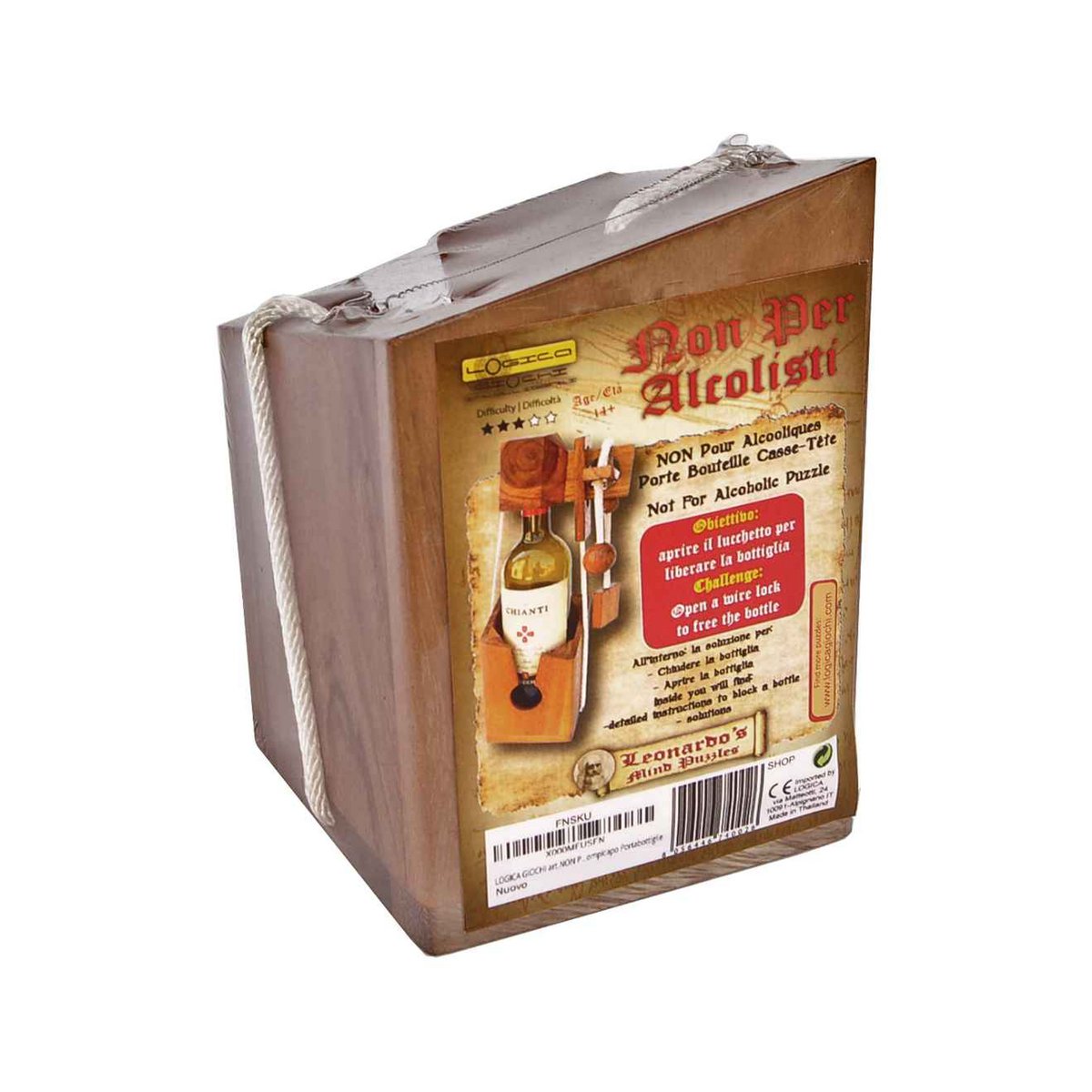 Logica Giochi Denksport-Flaschenhalter-Puzzle aus Holz, NFAC, 11 x 11 x 16 cm, ohne Flasche