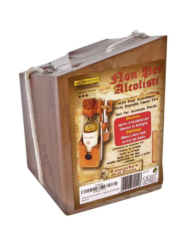 Logica Giochi Denksport-Flaschenhalter-Puzzle aus Holz, NFAC, 11 x 11 x 16 cm, ohne Flasche
