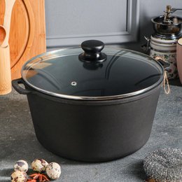 Padella frittura in ghisa - 5 litri - Adatto per l'induzione - coperchio in vetro - padella ghisa - padelle - casseruola - padella set - regalo - pfas gratis - matt black copy