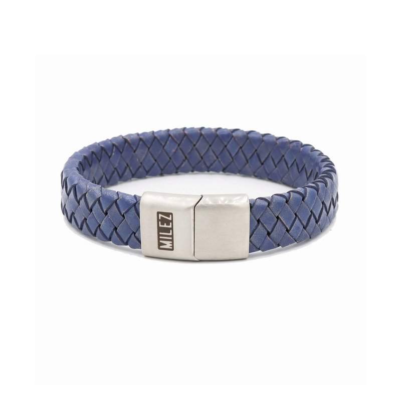 Leather men's bracelet Blue