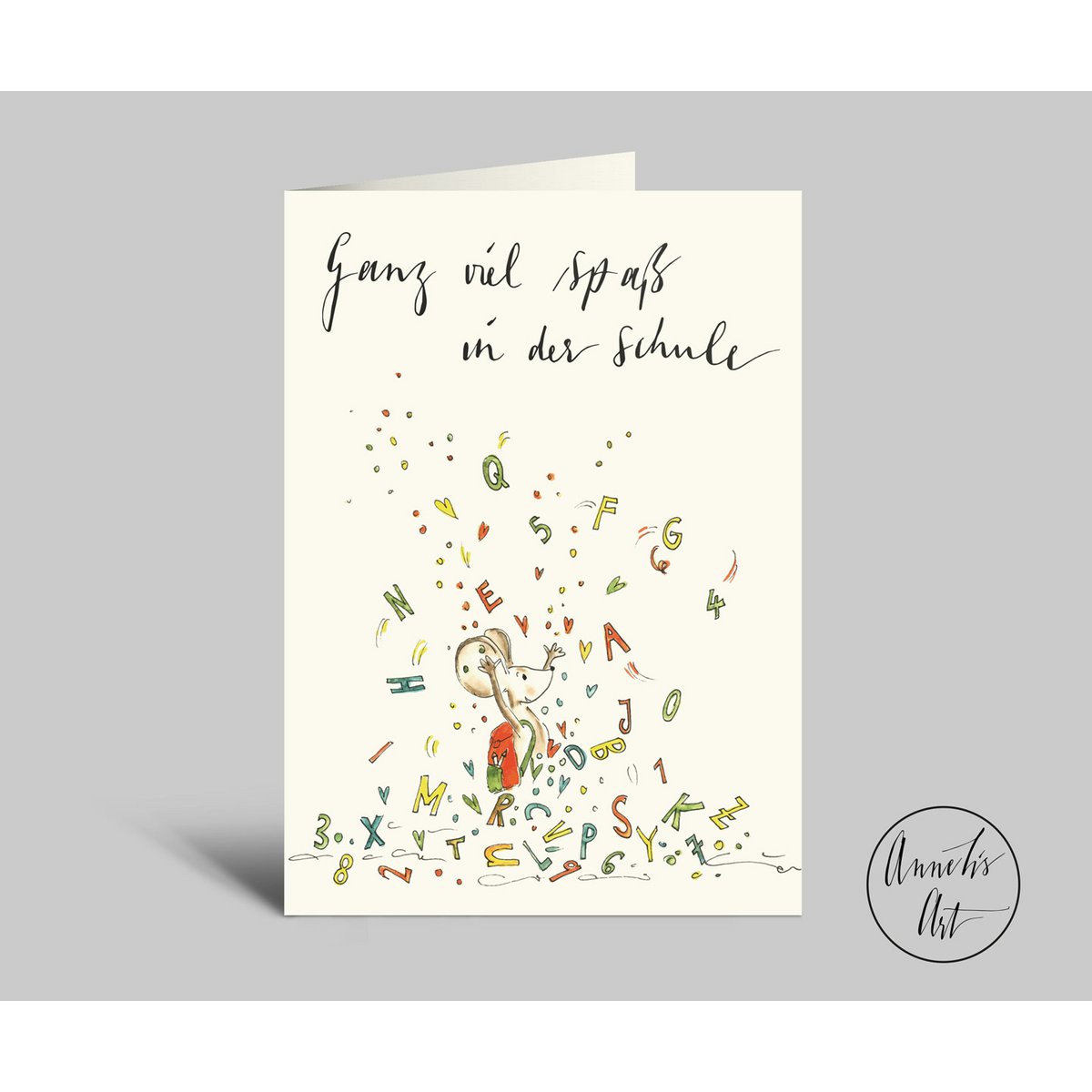 School enrollment card with saying | Folded card + envelope| Have fun at school