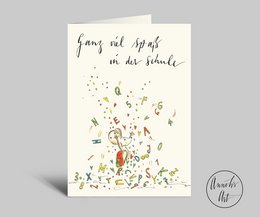 School enrollment card with saying | Folded card + envelope| Have fun at school