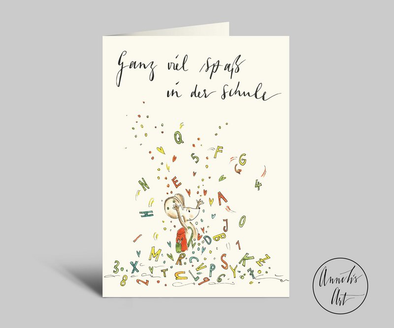 School enrollment card with saying | Folded card + envelope| Have fun at school