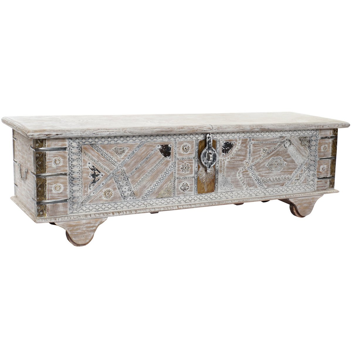 CIOTOLA MANICO OTTONE 146X40X45 RUOTE ANTICHE MB185836