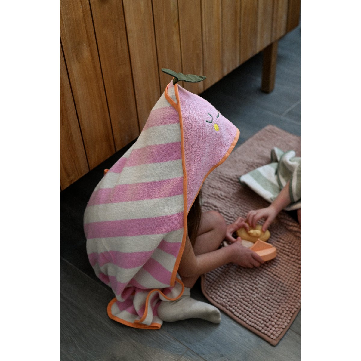 Terry Cotton Kid Hooded Towel Mandy Mandarine