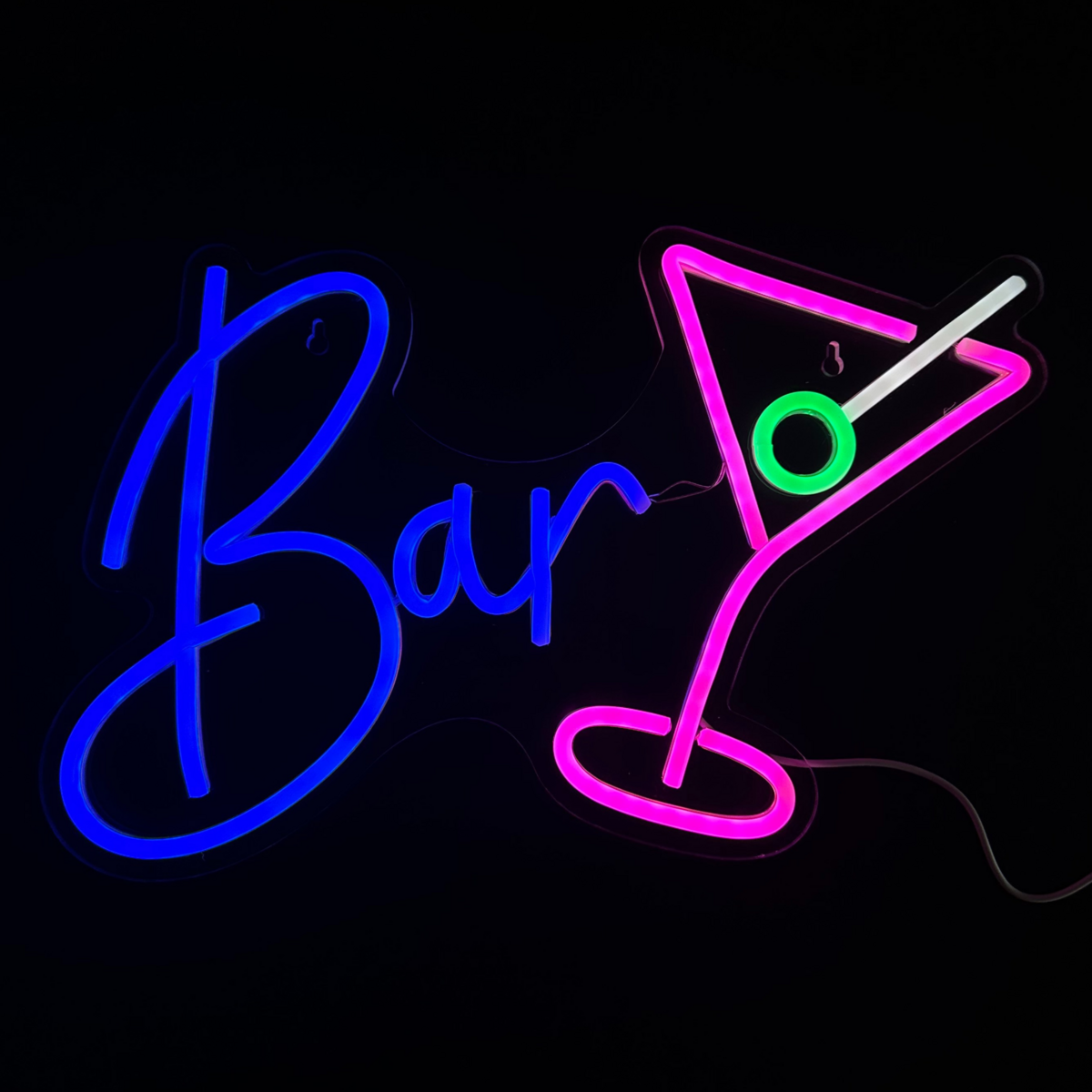 Neonlampe - Bar Cocktailglas - inkl. Ophanghaakjes - Leuchtreklame - 27 x 40 cm
