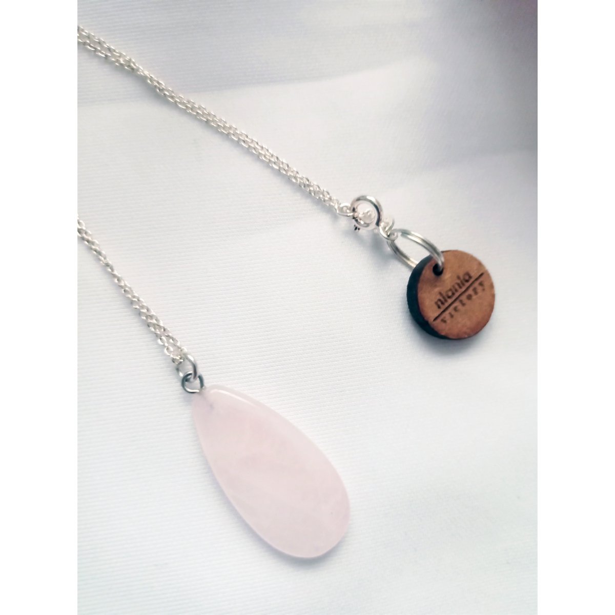 Rose Quartz Teardrop Pendant Sterling Sølv halskæde