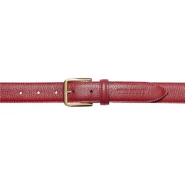 RB4023Q | Women's Belt Made in Italy in Genuine Dollar Grained Leather. Buckle in shiny gold finish. Ruby color. Dimensions: 115 x 3.0 x 0.5 cm (waistline 100 cm)