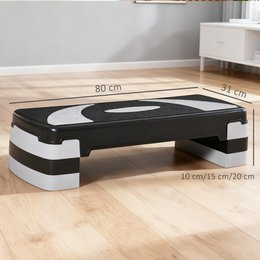 Aerobic stepper 3-stage height adjustable 80 x 31 x 20 cm black + gray