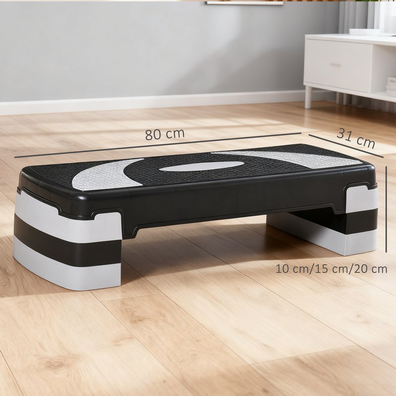 Aerobic stepper 3-stage height adjustable 80 x 31 x 20 cm black + gray