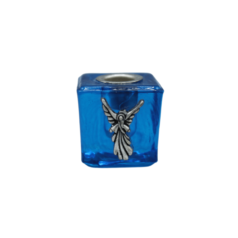 Glass Cube Mini Candle Holder- Turquoise-Metatron