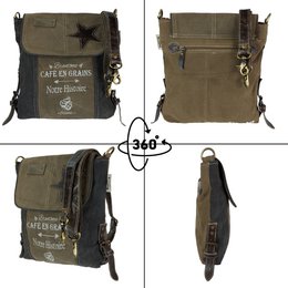 Sunsa Damen Umhängetasche. Handtasche aus Canvas ( Segeltuch) & Leder. Schultertasche in Vintage Stil. Große Crossbody Tasche für Frauen.