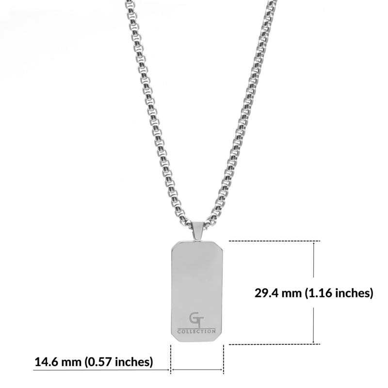 Collar de acero inoxidable de plata para hombres con colgante de lapislázuli rectángulo
