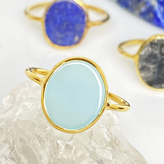Doré base argent Calcédoine Aqua 52