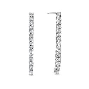 New Bling 9NB-1280 Zilveren Oorbellen met Zirkonia Steentjes - 35x2mm - Oorhangers - Zirkonia - Rhodium - Zilver