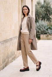 LISSY CASTAGNA BRUIN – Leren loafers met imitatiebontdetail