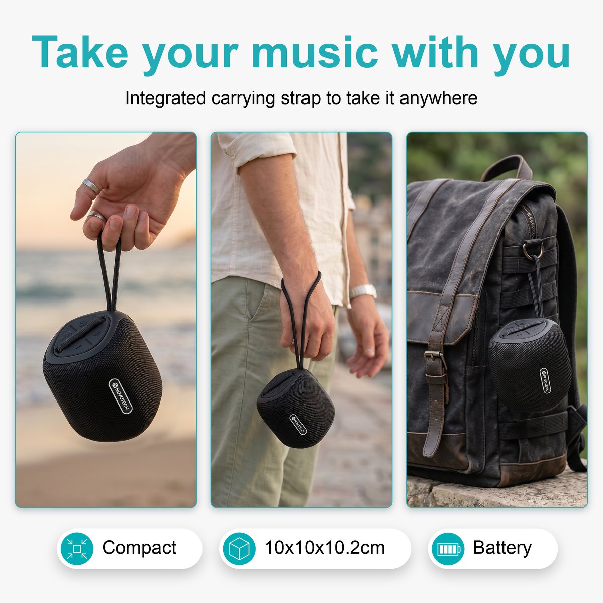 Altavoz Bluetooth portátil XB-009: negro, libertad inalámbrica y diseño práctico para el día a día