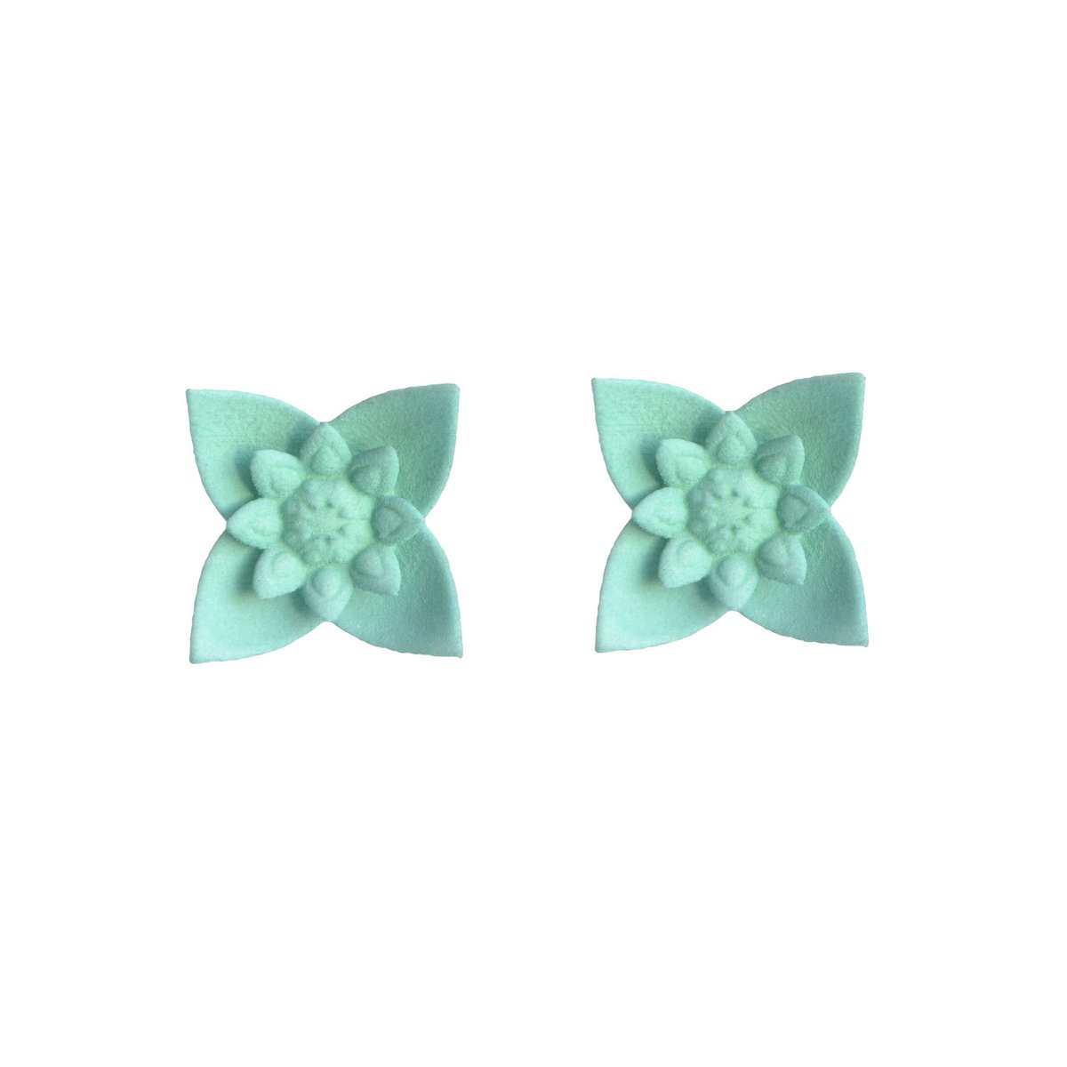 Orecchini a bottone con fiore - Dahlia Aqua