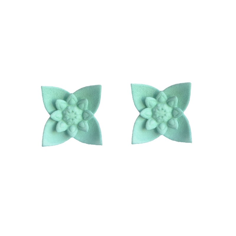 Orecchini a bottone con fiore - Dahlia Aqua