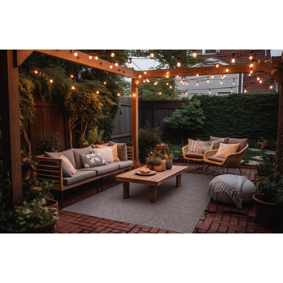 Teppich für drinnen und draußen, rutschfest – Uni Taupe Beige – 160 cm x 220 cm – Balkon, Terrasse, Küche, UV- und witterungsbeständig, moderner Gartenteppich