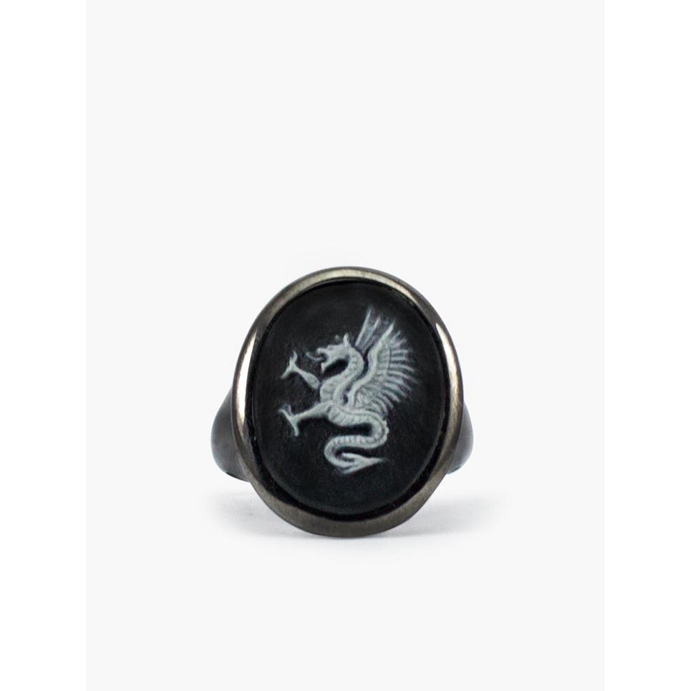 Anello con sigillo con cammeo drago