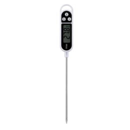 Digital thermometer for food temperature measurement. Compact and easy-to-use design with LCD display showing current temperature.