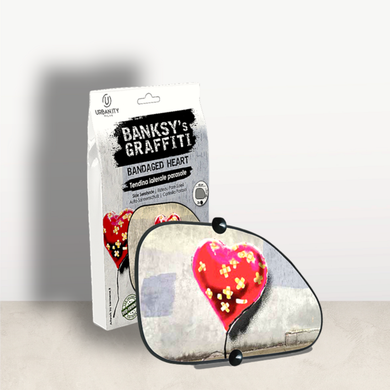 Zasłona w kształcie samochodu Banksy'ego (68x38cm) - zabandażowana (prawa strona) kopia
