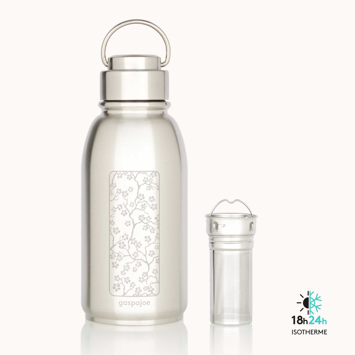 Gaspajoe stainless steel insulated bottle, FRIENDLY+ model 700ml with infuser - CHERRY