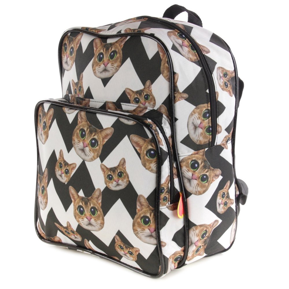 Backpack Cat black and white chevron (Black & White Cat)