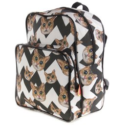Backpack Cat black and white chevron (Black & White Cat)