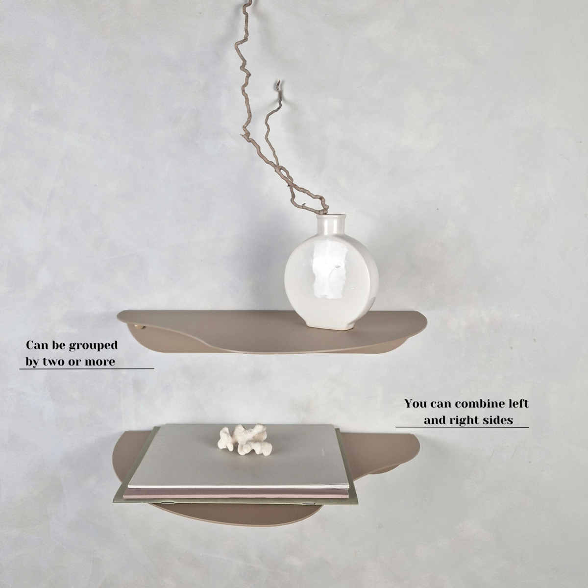 Wall shelf MOSS, white, beige, black