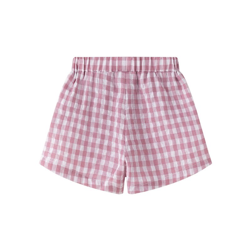 Mauvefarbene Gingham-Shorts für Mädchen mit Taschen BGV96545