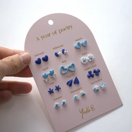 A Year of Blue Poetry Earrings - English version