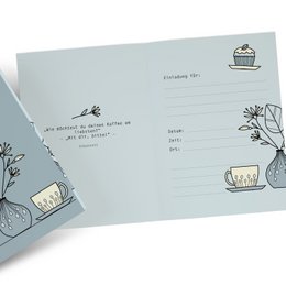 Folding card time instead of stuff, coffee gossip, tart light blue