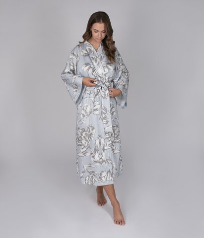 Bathrobe Kimono Cloudy Tulips