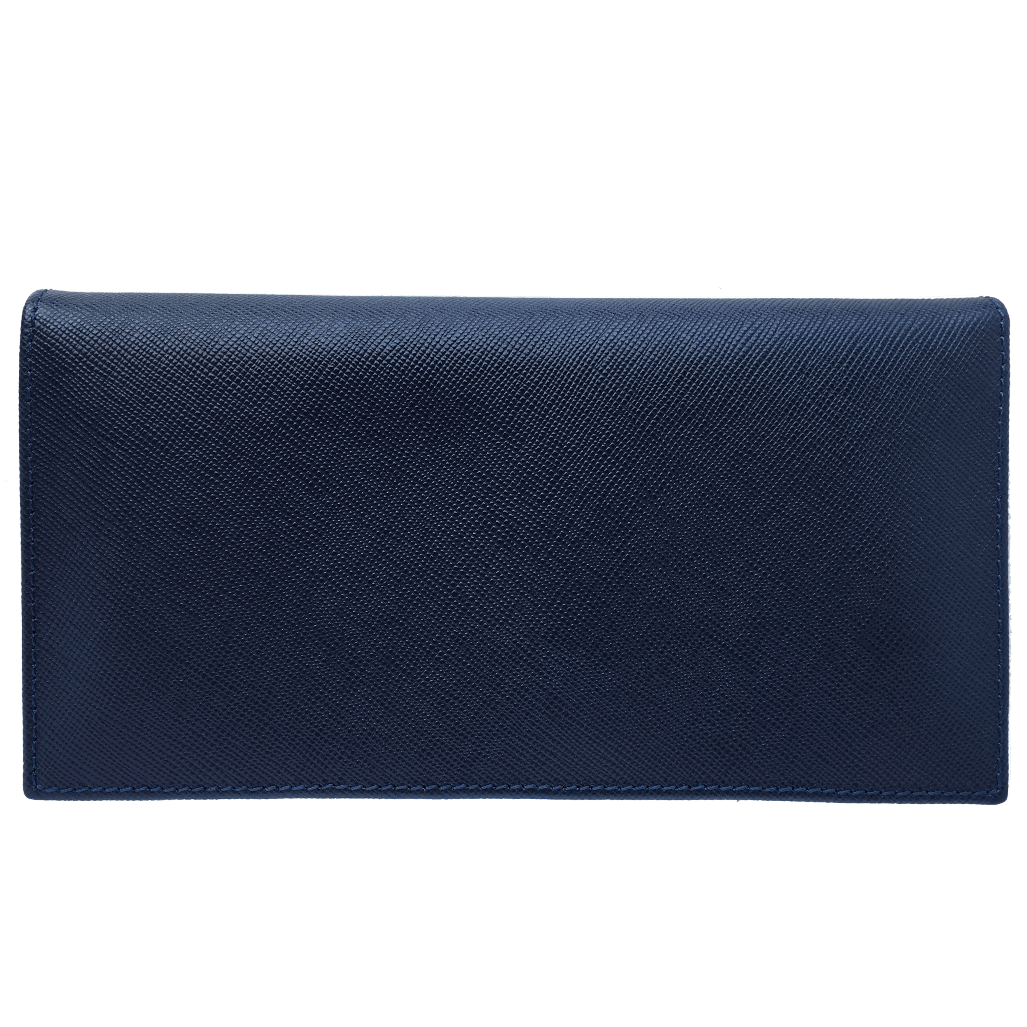 Portafoglio a busta lunga in saffiano blu