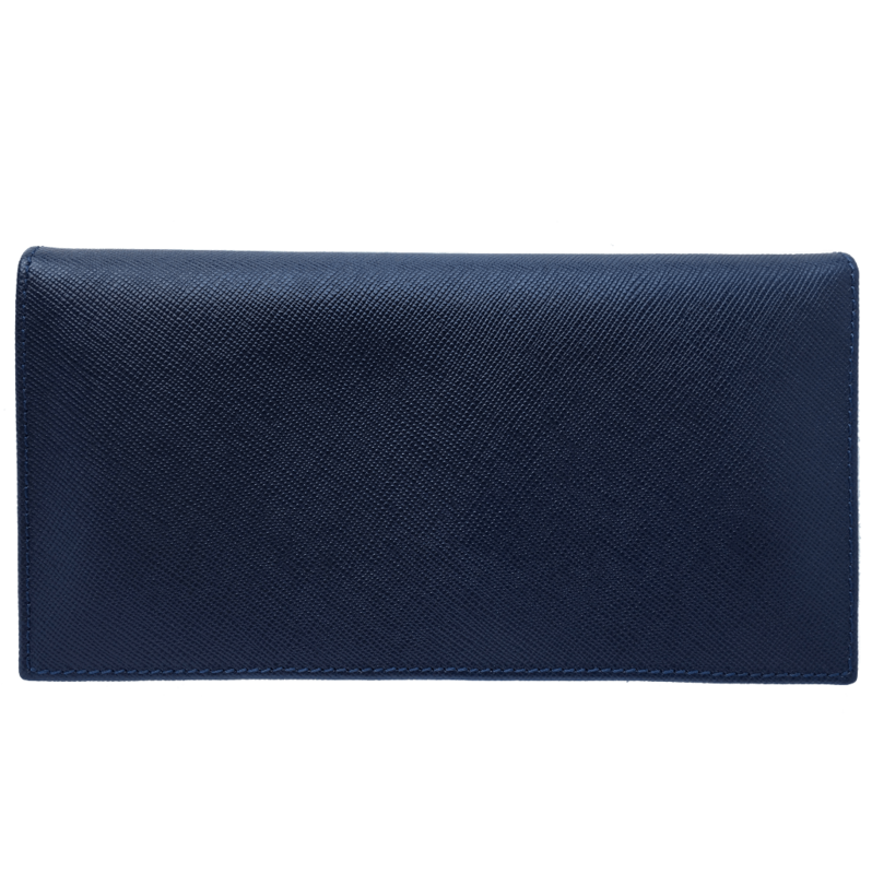 Portafoglio a busta lunga in saffiano blu