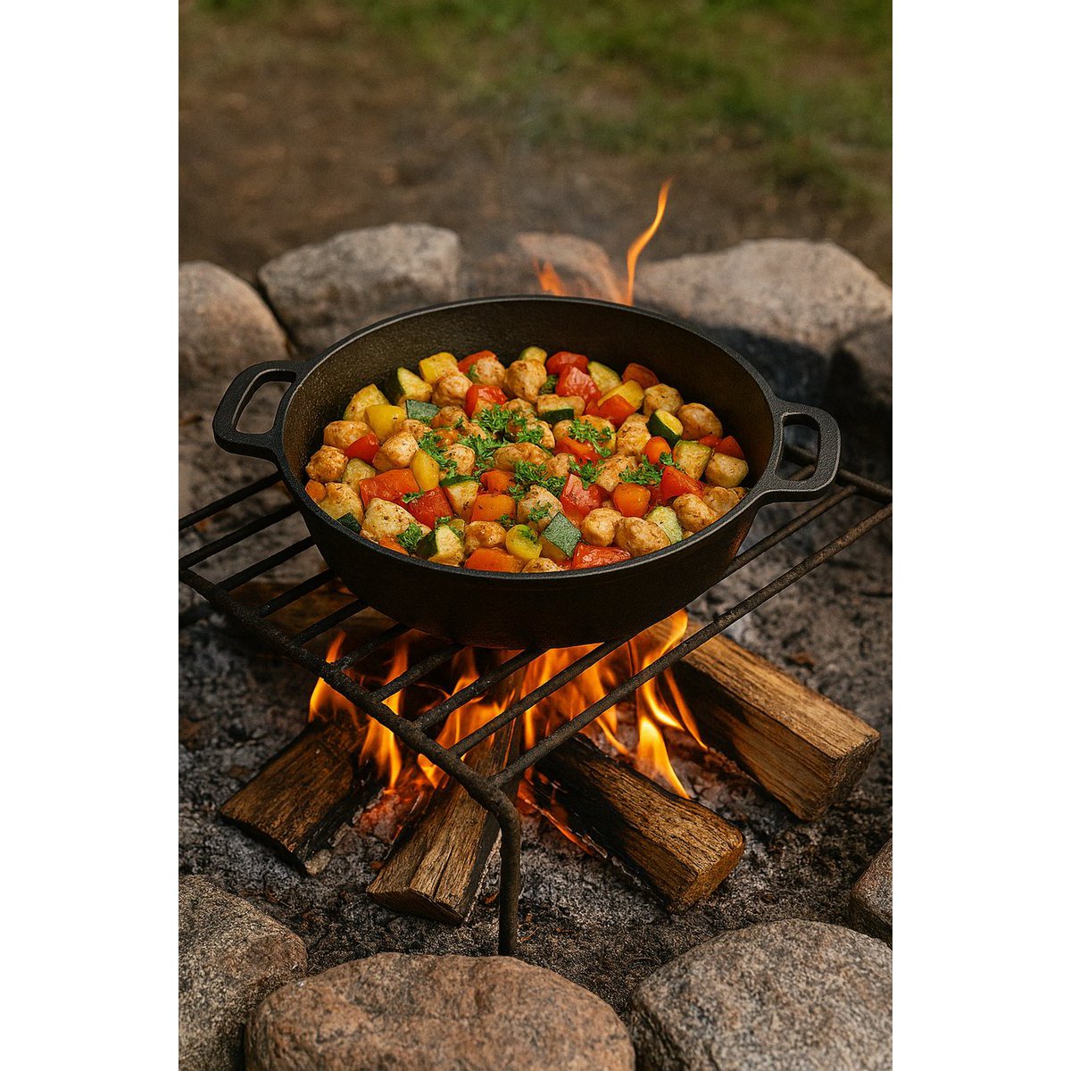 Gusseisen -Servierform Ø 28 x 6 cm - Grill Pfanne Gusseisen für jeden Grill - Schwarz